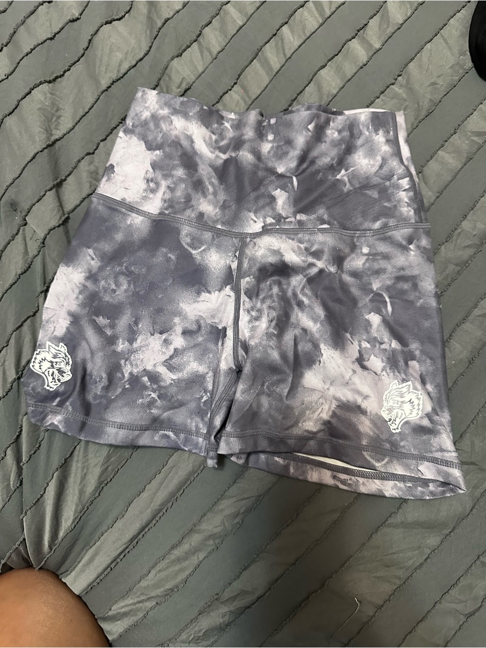 Darc Sport Gray Tie-Dye High-Waist Athletic Shorts